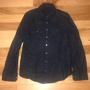 Talbots! Denim button up collard shirt! Size 8!